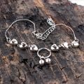 Charming Silver Love Heart Beaded Anklet – Fashionable Women’s Payel Nupur for Eid, Gift, or Casual Wear. 