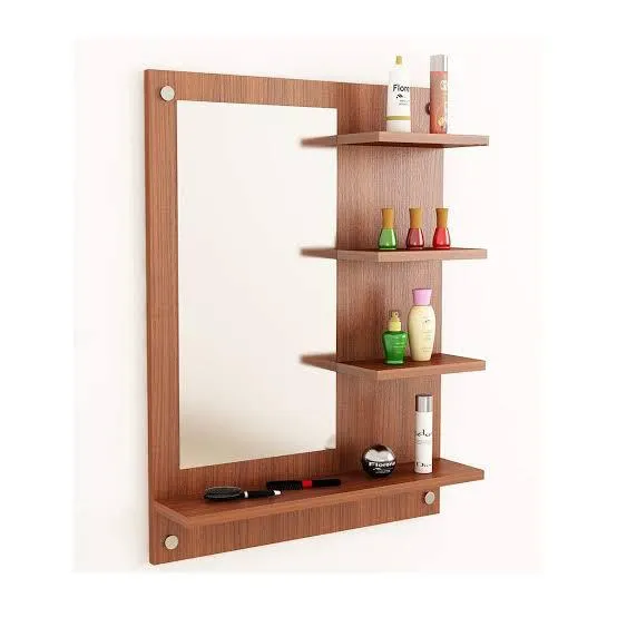 Heavy-Duty Wooden Wall Mounted Dressing Table with Mirror, Organizer ...