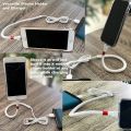 Flexible Bending Stand Lazy Bracket 2-in-1 iPhone Charger and Holder - 120cm Adjustable Lightning to USB Data or Charging Cable for iPhone to Power Bank, Computer, Power Adaptor. 