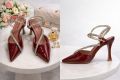 মেরুন গ্লসি ডায়মন্ড স্ট্র্যাপ হিল Maroon Glossy Diamond Strap Heels.