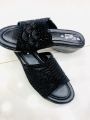Trendy Black Slip-On Heels for Women - Comfortable Nylon, Eid Collection.