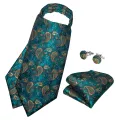Dibangu Luxury Men's Ascot Pocket Square Cufflinks Set for Gentleman British Paisley Necktie Business Party Wedding Accessory. 