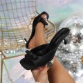 2025 New Slipper Mules Low High Heels Shoes Summer Best Street Look Females Square Head Open Toe Bow Strappy Sandals Women. 