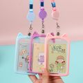 Cat Ear Card Holder+Retractable Reel Lanyard,Work ID Card Holder Campus Card Neck Lanyard Badge Holder Protective Cover.