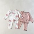 2psc Spring And Autumn Newborn Infant Baby Girls Suit Cartoon Long Sleeved Thread Cotton Kids Fashion Baby Clothing.