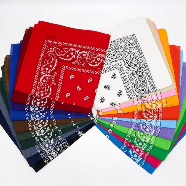 1/2pcs Fashion Hip Hop 100% Cotton Bandana Square Scarf 55cm*55cm Black Red Paisley Headband Printed For Women/Men