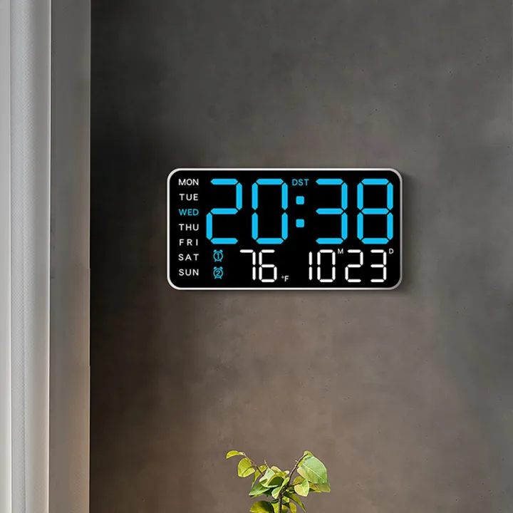 Large Digital Wall Clock Week Date Temperature Display Voice Control ...