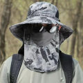 Outdoor Fisherman Hat Wide Brim Bucket Hat with Neck Cover Men Summer Breathable Mesh Sun Protection Visor Anti UV Cap Unisex.