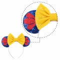 Disney Mickey Black Mouse Ears Headband For Girls Women Sequins 5"Bow Party Hairband Festival DIY Hair Accessories Femme.
