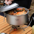 Tiartisan 2.1L/ 2.8L Titanium Camping Soup Pot Set Outdoor Lightweight Steamer with Steam Compartment Multi Functional Cookware. 