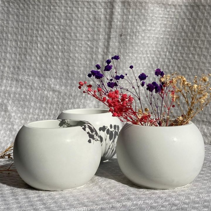 Beautiful pot for plants, Candle pot. handmade concrete pot. flowers ...