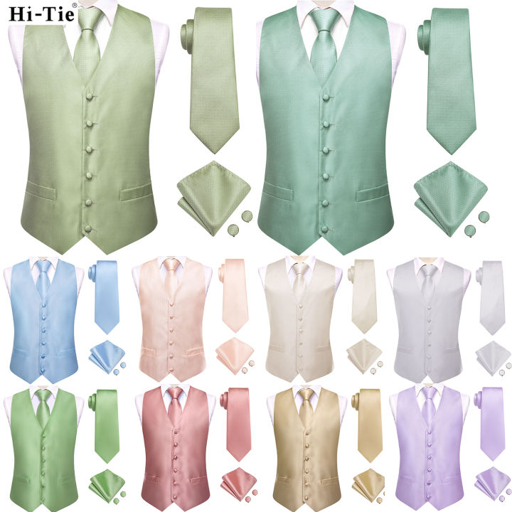 Sage%20Green%20Solid%20Floral%20Mens%20Suit%20Vests%204PC%20Woven%20Blue%20Waistcoat%20Tie%20Pocket%20Square%20Cufflinks%20Business%20Wedding%20Dress%20Waist%20Jacket%20-%20Image%202