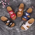 Women Embroidery Slide Sandals Vintage Embroidery Design PU Leather Slipper Gift for Christmas Birthday New Year. 