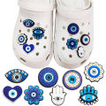 8 Pieces Cartoon Evil Eye Theme Accessories Set for Shoes, Bags, Wristbands, and Decorations, Removable Creative DIY Accessories. 