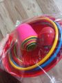 Ring Toss Game With 18 Stand - Floatable Ring - Multi -Colored Durable Plastic Rings - Competitive Tossing Game for Kids and Adults - 16 cm ( 6.3inch ) and 14 .5 cm ( 5.7 inch ) rings. 