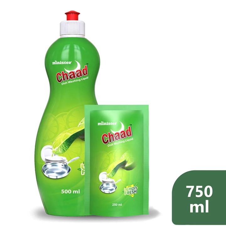 Minister Chaad Dish Washing Liquid Lemon Fresh - 500ml (250ml Refill Free)