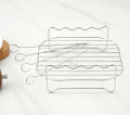 Outdoor grill set with skewers square air fryer grill steamer stainless steel barbecue bracket.