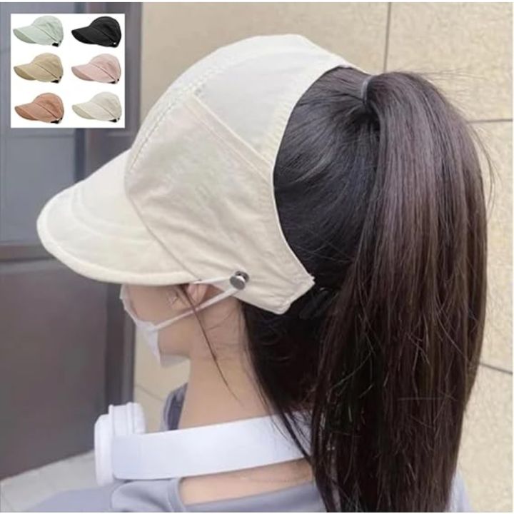 Sun%20Hats%20for%20Women%20Wide%20Brim%20UV%20Protection%20Hollow%20Top%20Sun%20Hat%20Summer%20Beach%20Packable%20Visor%20Fisherman%20Caps%20with%20Mask%20Button%20-%20Image%202