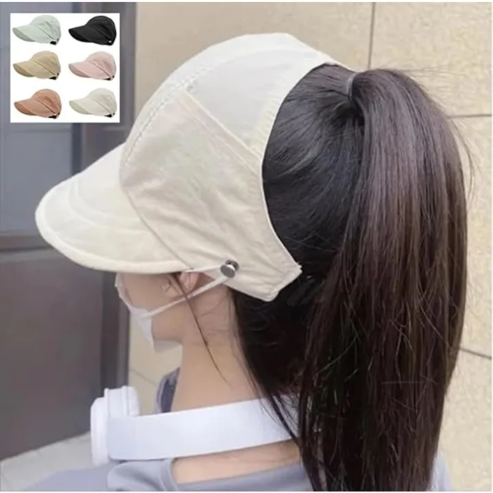 Sun%20Hats%20for%20Women%20Wide%20Brim%20UV%20Protection%20Hollow%20Top%20Sun%20Hat%20Summer%20Beach%20Packable%20Visor%20Fisherman%20Caps%20with%20Mask%20Button%20-%20Image%202