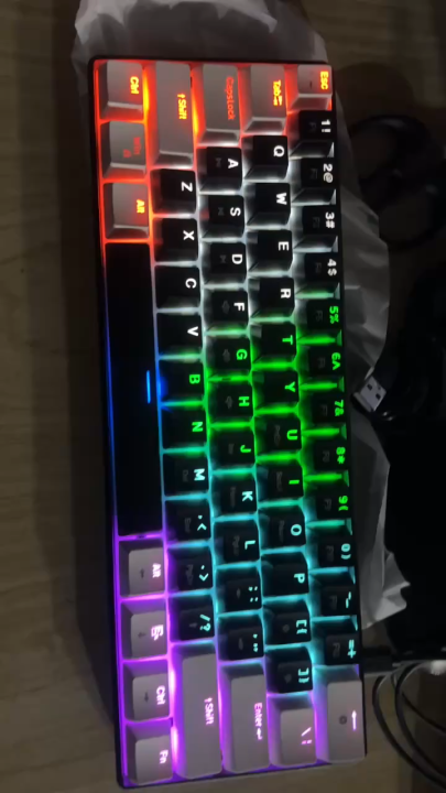 Gaming Keyboard Megakey Wired Gaming Keyboard- 61 Keys Compact Mechanical Keyboard, with RGB lights Double Shot Keycaps with LED Backlit, blue Switch-Black colour