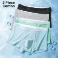2 Piece Imported Premium Antibacterial Ice Silk Comfortable Boxer Brief Trunk Underwear for Men -Random Color. 