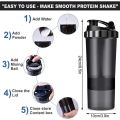 3 Layers Shaker Protein Bottle Powder Shake Cup Water Bottle Plastic Mixing Cup Body Building Exercise Bottle. 