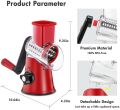 Tabletop Drum Grater Stainless Steel 3 in 1 Multi-Functional Drum Rotary Vegetable Cutter Grater & Slicer with High Speed Rotary Cylinder. 