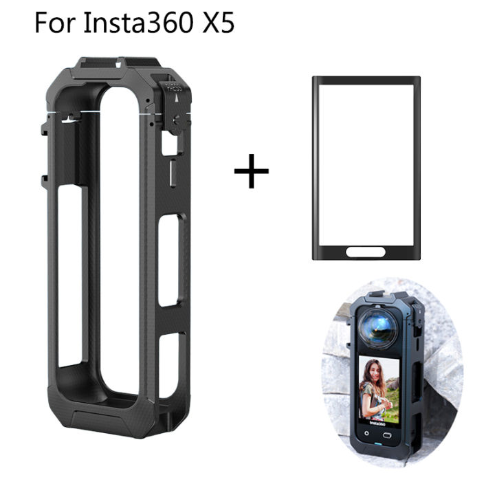 1/2Pcs Curved Glass Screen Protector for Insta360 X5 + Magnetic Frame Cage With Cold Shoe Mount for Insta 360 X5 Accessories