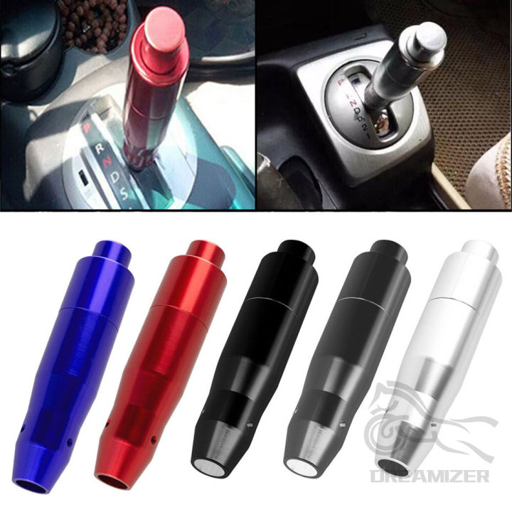 Universal 14.5cm Aluminum Car Auto Gear Stick Shift Knob with Press Down Release Button And 3 Adapters Shifter Lever Replacement