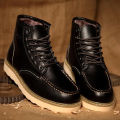 Winter Warm Men Boots Leather Mens Snow Boots No-slip High Top Male Work Shoes with Fur Handmade Waterproof Male Ankle Boots. 