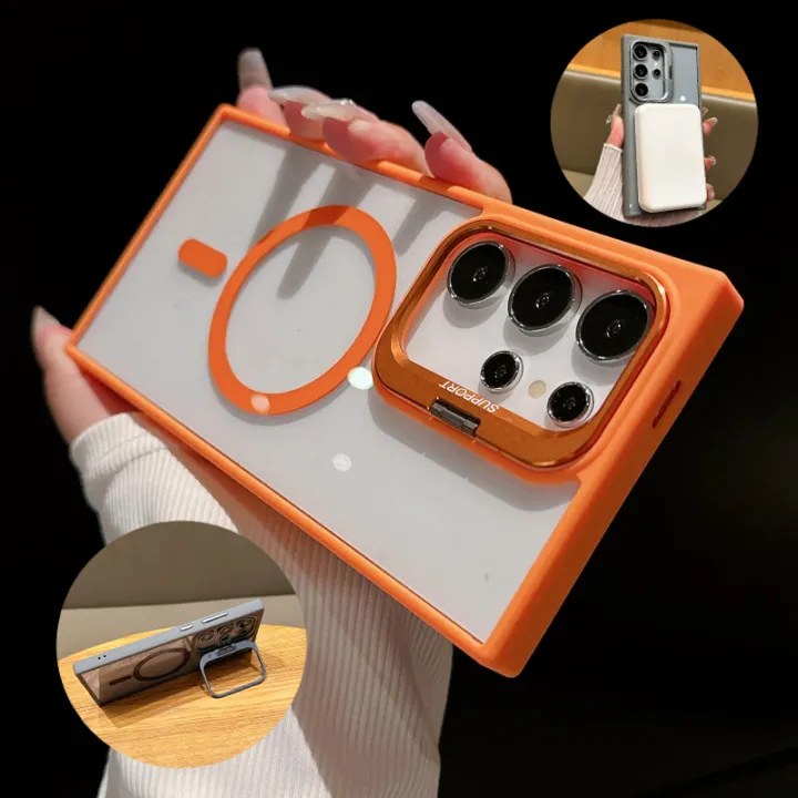 🇹🇭🔥Newest🔥Samsung Galaxy s24ulta s23ultra S24 plus23 plus 24 23 transparent hard pc back case MagSafe case with camera lens