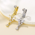 Faux Fake Belly Piercing Butterfly Leaves Dangling Long Fake Belly Button Pircing Clip On Umbilical Navel Cartilage Earring Clip. 