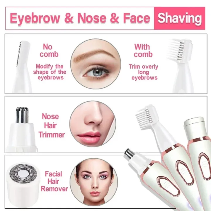 4%20in%201%20Electric%20Epilator%20Bikini%20Eyebrow%20Nose%20Women%20Lady%20Facial%20Hair%20Removal%20Trimmer%20Face%20Body%20Painless%20Female%20Shaver%20Depilator%20-%20Image%202