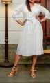 Linen A Line White Frock For Women Casual Wear Trendy Fashion Style Perfect For Daily Wear. 