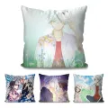 Hotarubi No Morie Animation Pillow Case Square Pillow Bedroom Sofa Leisure Comfort Cushion Car Living Room Home Decoration 40X40. 
