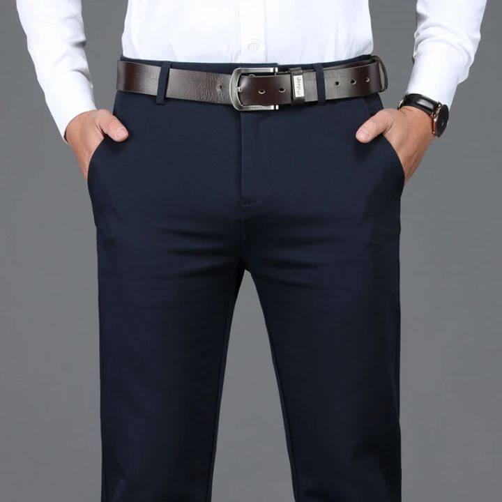 98%25%20Cotton%20Classic%20Men's%20Brown%20Business%20Straight%20Casual%20Pants%20Solid%20Stretch%20High%20Waist%20Office%20Trousers%20Male%20Brand%20Black%20Khaki%20-%20Image%205
