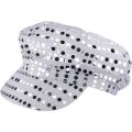 Glitter Sequin Hat Bling Costume Hat Retro Dress up Hat Beret Newsboy Cap Birthday Party Dance Hat Silver.