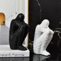 Set Of two Black & White Thinking statue Silent Philosopher Decorative Sag| The Solitary Scholar Thoughtful Shelf Sculpture Decoration Piece for Office, Library, Room. 