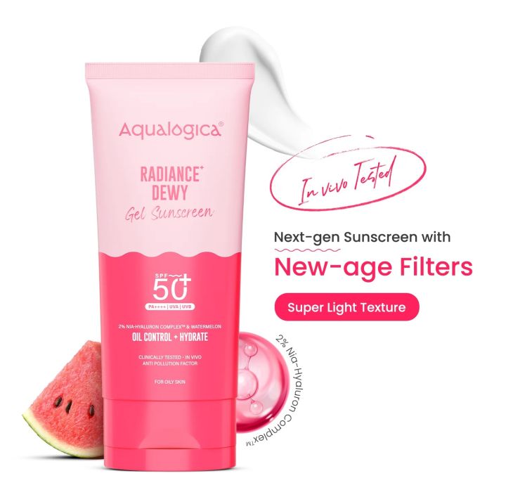 Aqualogica Radiance+ Dewy Sunscreen with Watermelon & Niacinamide with SPF 50 & PA+++ - 80 gm