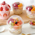 50PCS Disposable Clear Plastic Pudding Cups with Lids Tiramisu Dessert Cupsfor Baking Party Supplies Jelly Yogurt Container.