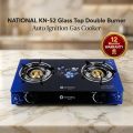 High Grade Tempered Glass Top Gas Cooker Double Burner. 