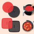 Reusable Air Fryer Silicone Liner Mat Non-Stick Baking Mat round Square Kitchen Accessory for Healthy Cooking.