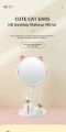 Cute Cat Ear Makeup Mirror With Jewelry Rack Holder 360° Rotation Table Countertop Base Use for Bathroom Desk Cosmetic Mirrors. 