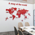 World Map Wall  3D Acrylic Wall Stickers Three-dimensional Mirror Stickers Bedroom Office Background Wall Decoration Stickers. 