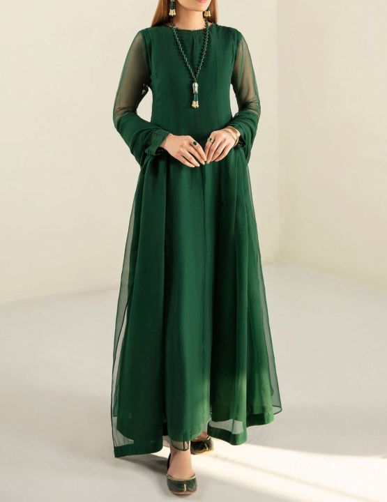 3pc Chiffon Long Anarkali Maxi Dress For Women's Party Formal Wear