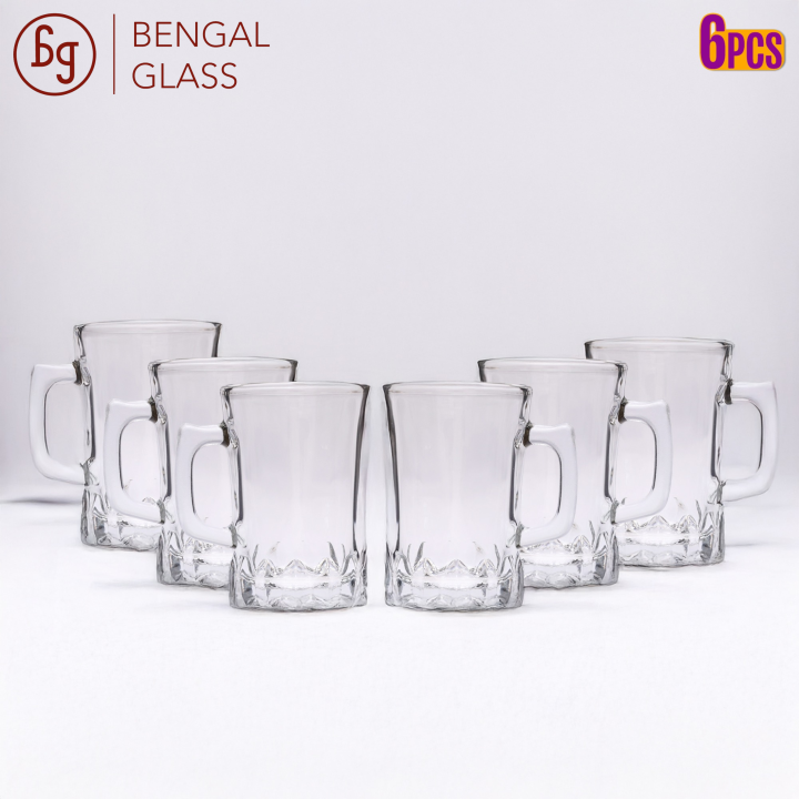Bengal Glass | Crystal Glass Tea & Coffee Cup Set – Tong Gor Style, Transparent Design