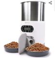 Automatic Stainless Steel Pet Cat Feeder Two-Way Splitter and Double Bowls Dog Feeder Food Dispenser Voice Recorder, Battery and Plug-in Power by U.S. Solid. 