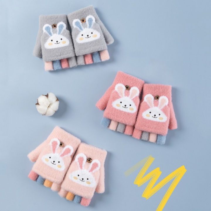 Winter%20Children%20Cartoon%20Gloves%20Cute%20Rabbit%20Thick%20Warm%20Kids%20Half%20Finger%20Flip%20Mittens%20Outdoor%20Toddler%20Windproof%20Gloves%20For%201-12Yrs%20-%20Image%203