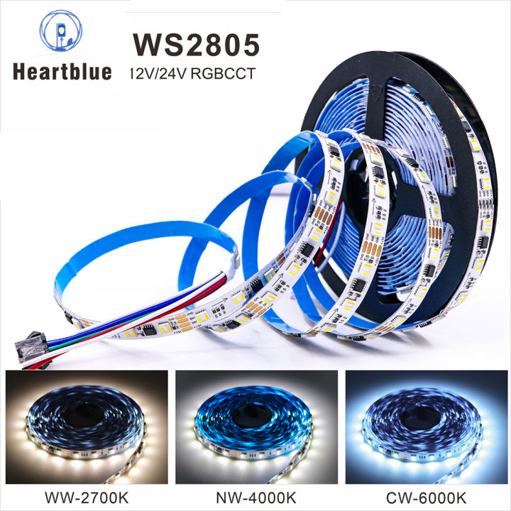 Ws2805 Led 12V/24V RGBCCT WS2805 Pixel LED Strip Light 5in1 Addressable LED Light ...