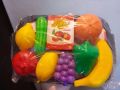 Pack of 10 Artificial Fruits toy Basket Pretend Play for Kids Colorful fruit basket kitchen toy child Learning development Fruits name and color Plastic Fruits. 